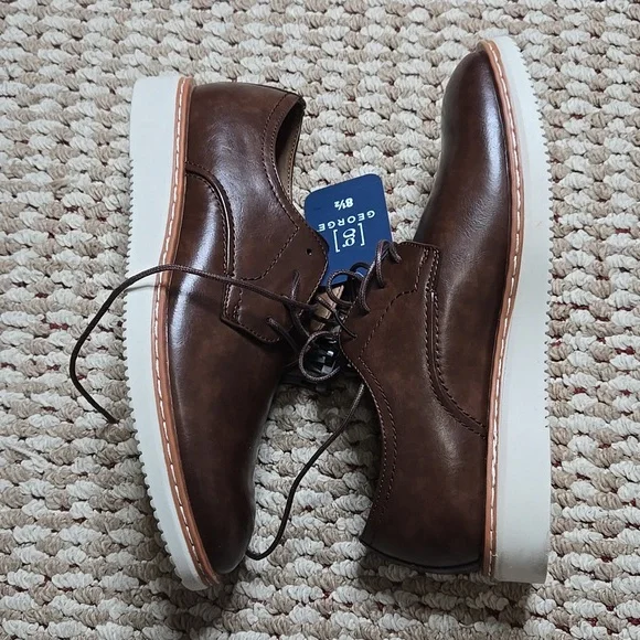George Memory Foam Kradinn Dress Oxford Size 8.5 Dark Brown Shoes - Picture 3 of 3